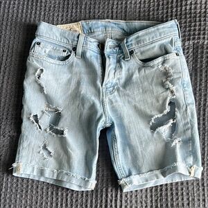 Light Blue Distressed Denim Shorts